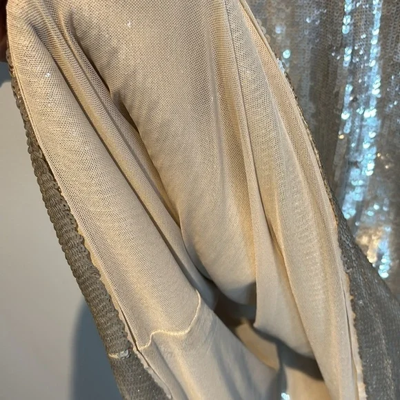 Zara silver sequin long sleeve midi dress size medium - Picture 11 of 14
